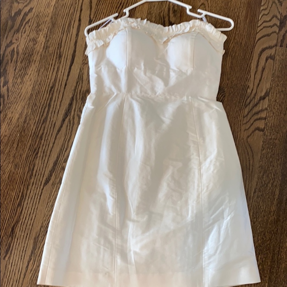 Silk ivory strapless cocktail dress